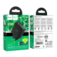 Адаптер мережевий HOCO Type-C to Type-C Cable Smart charger CS44A |2Type-C/1USB, QC/PD, 65W/3A|