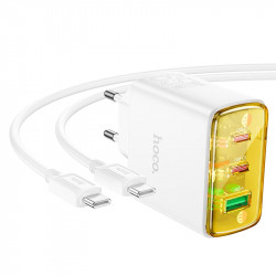 Адаптер мережевий HOCO Type-C to Type-C Cable Smart charger CS44A |2Type-C/1USB, QC/PD, 65W/3A|
