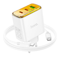 Адаптер мережевий HOCO Type-C to Type-C Cable Smart charger CS44A |2Type-C/1USB, QC/PD, 65W/3A|