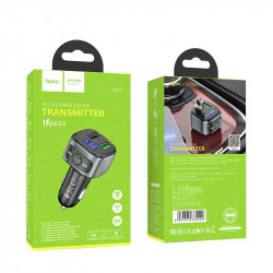 Адаптер автомобільний HOCO Fighter BT FM transmitter E67 |BT5.0, 2USB, U Disk, 3A, QC|