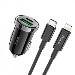 Адаптер автомобільний Hoco Type-C to Lightning Cable Leading car charger Z44 |2USB, 3A, 20W, QC/PD|