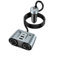 Адаптер автомобільний HOCO Establisher 2-in-1 cigarette lighter Car charger Z51 |3USB/2Type-C, PD/QC, 147W|