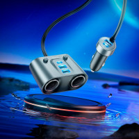 Адаптер автомобільний HOCO Establisher 2-in-1 cigarette lighter Car charger Z51 |3USB/2Type-C, PD/QC, 147W|