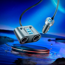 Адаптер автомобільний HOCO Establisher 2-in-1 cigarette lighter Car charger Z51 |3USB/2Type-C, PD/QC, 147W|