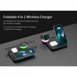 Зарядка Qi 4in1 wireless charger RGB X499 |Phone/Watch/Earphones, 15W Max|