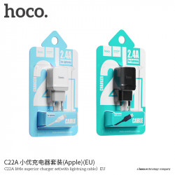 Адаптер мережевий Hoco Lightning cable C22A |1USB, 2.4А|