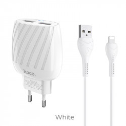 Адаптер мережевий Hoco Lightning Cable Max energy C78A |2USB, 2.4A|