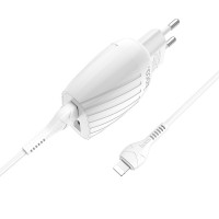 Адаптер мережевий Hoco Lightning Cable Max energy C78A |2USB, 2.4A|