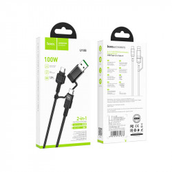 Кабель Hoco Combo 2 in 1 USB / Type-C to Type-C Moulder fast charging data cable U106 |1.2m, 5A/100W|