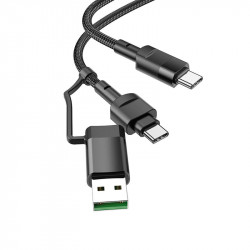 Кабель Hoco Combo 2 in 1 USB / Type-C to Type-C Moulder fast charging data cable U106 |1.2m, 5A/100W|