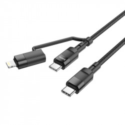 Кабель Hoco Combo 2 in 1 Type-C to Type-C / Lightning Moulder fast charging data cable U106 |1.2m, 5A/100W, PD 20W|