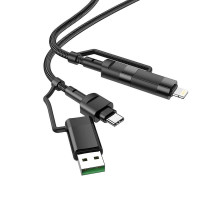Кабель Hoco Combo 4 in 1 Type-C / USB to Type-C / Lightning Moulder fast charging data cable U106 |1.2m,