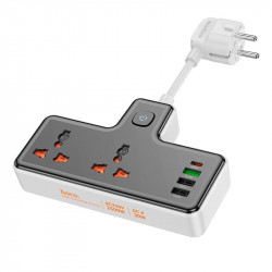Подовжувач HOCO Reise 2-position expansion socket AC12A |3USB/Type-C, PD/QC, 30W/10A|