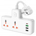 Подовжувач HOCO Reise 2-position expansion socket AC12A |3USB/Type-C, PD/QC, 30W/10A|