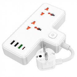 Подовжувач HOCO Reise 2-position expansion socket AC12A |3USB/Type-C, PD/QC, 30W/10A|