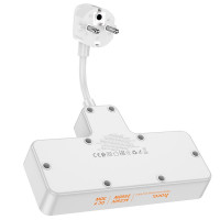 Подовжувач HOCO Reise 2-position expansion socket AC12A |3USB/Type-C, PD/QC, 30W/10A|