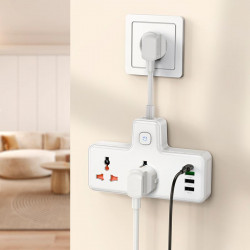 Подовжувач HOCO Reise 2-position expansion socket AC12A |3USB/Type-C, PD/QC, 30W/10A|