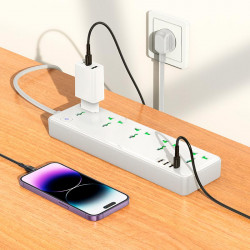 Подовжувач Hoco Talento 5-position socket AC13A |3USB/Type-C, 10A|
