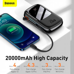 УМБ Baseus Qpow Pro Digital Display Fast Charge Power Bank (With Lightning Cable) 20000mAh |USB/Type-C/Lightning, 20W/5A, PD/QC| (PPQD060201)