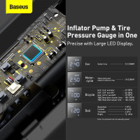 Портативний Компресор для автомобіля BASEUS Super Mini Inflator Pump |30L/Min, 12V, 150psi, 3m cable| (CRCQ000001)