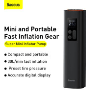 Портативний Компресор для автомобіля BASEUS Super Mini Inflator Pump |30L/Min, 12V, 150psi, 3m cable| (CRCQ000001)