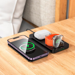 Зарядка Qi HOCO Triumph 3-in-1 travel folding wireless fast charger CQ13 |15W|