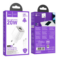 Адаптер мережевий HOCO Type-C to Type-C cable Glorious N46 |1USB/1Type-C, 20W/3A, PD/QC|