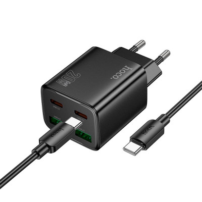 Адаптер мережевий HOCO Type-C to Type-C Cable Fundador four-port charger set N55 |2USB/2Type-C, 20W/3A, PD/QC|