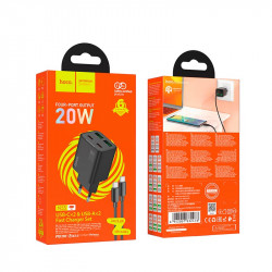 Адаптер мережевий HOCO Type-C to Type-C Cable Fundador four-port charger set N55 |2USB/2Type-C, 20W/3A, PD/QC|