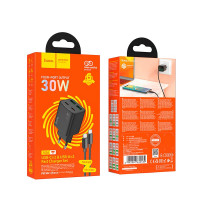 Адаптер мережевий HOCO Type-C to Type-C Cable Fundador four-port charger set N56 |2USB/2Type-C, 30W/3A, PD/QC|