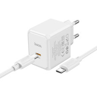 Адаптер мережевий HOCO Type-C to Type-C cable Ocean single port charger CS13A |1type-C, 20W/3A, PD/QC|