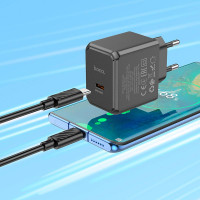 Адаптер мережевий HOCO Type-C to Type-C cable Ocean single port charger CS13A |1type-C, 20W/3A, PD/QC|