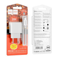 Адаптер мережевий HOCO Type-C to Type-C cable Ocean single port charger CS13A |1type-C, 20W/3A, PD/QC|