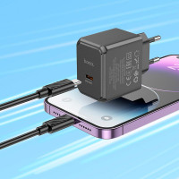 Адаптер мережевий HOCO Type-C to Lightning cable Ocean single port charger CS13A |1type-C, 20W/3A, PD/QC|
