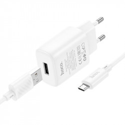 Адаптер мережевий Hoco Micro USB Cable Solid single port charger C134A |1USB, 12W/2.4A|