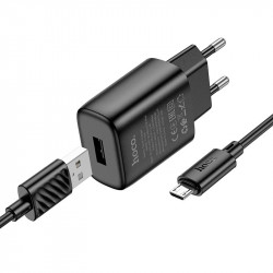 Адаптер мережевий Hoco Micro USB Cable Solid single port charger C134A |1USB, 12W/2.4A|
