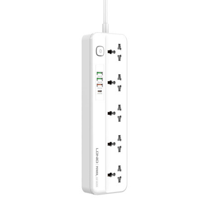 Подовжувач мережевий LDNIO SC5415 |PD20W/QC18W, 3USB/1Type-C, 5Sockets|