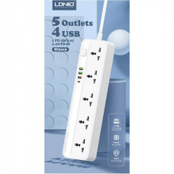 Подовжувач мережевий LDNIO SC5415 |PD20W/QC18W, 3USB/1Type-C, 5Sockets|