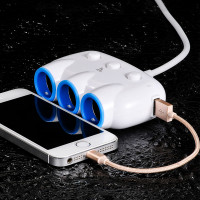 Адаптер автомобільний HOCO dual USB triple cigarette lighter |3 Sockets/2USB, 3.1-12A, 15.5W|