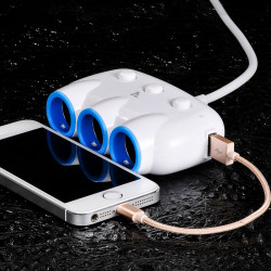 Адаптер автомобільний HOCO dual USB triple cigarette lighter |3 Sockets/2USB, 3.1-12A, 15.5W|