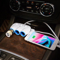 Адаптер автомобільний HOCO dual USB triple cigarette lighter |3 Sockets/2USB, 3.1-12A, 15.5W|