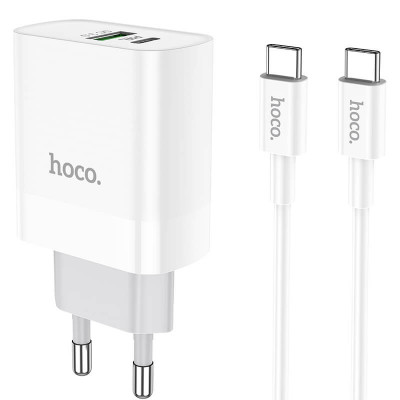 Адаптер мережевий HOCO Type-C to Type-C cable rapido charger set C80A |1USB/1Type-C, QC/PD, 20W, 3A|