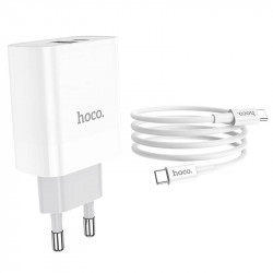 Адаптер мережевий HOCO Type-C to Type-C cable rapido charger set C80A |1USB/1Type-C, QC/PD, 20W, 3A|
