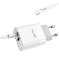 Адаптер мережевий HOCO Type-C to Type-C cable rapido charger set C80A |1USB/1Type-C, QC/PD, 20W, 3A|