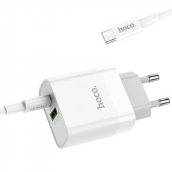 Адаптер мережевий HOCO Type-C to Type-C cable rapido charger set C80A |1USB/1Type-C, QC/PD, 20W, 3A|