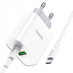 Адаптер мережевий HOCO Type-C to Type-C cable rapido charger set C80A |1USB/1Type-C, QC/PD, 20W, 3A|