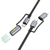 Кабель Hoco All-in-one charging data cable c / iP to C / LED light U138 |1.2m, PD27/60W|