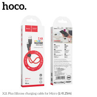 Кабель Hoco Micro USB Silicone X21 Plus |0.25m, 2.4A|