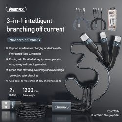 Кабель REMAX Combo Lightning / Micro USB / Type-C Sury 2 Series 3-in-1 Cable RC-070th |1.2m, 2A|