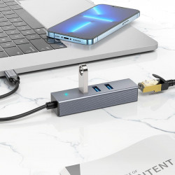 Hub адаптер Easy link Type-C Gigabit network adapter HB34 (Type-C to USB3.0*3+RJ45)
